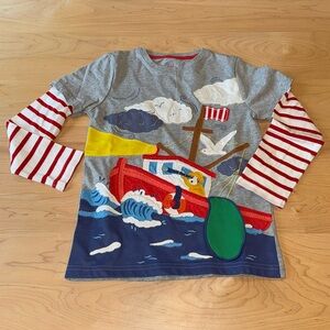 Mini Boden Embroidered Fishing Boat Long Sleeve Tee in size 6-7 years NWOT